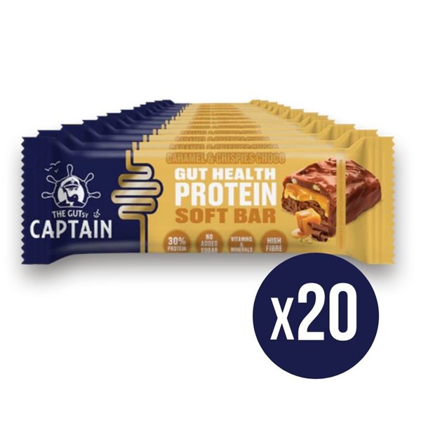 Caramel and Choco Crispies Bar 20x50g The Gutsy Captain-detalle