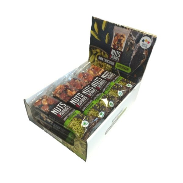 Schokoladenriegel mit Bio-Dunkler Schokolade und Kardamom 15x40g Nuts&Berries-detalle