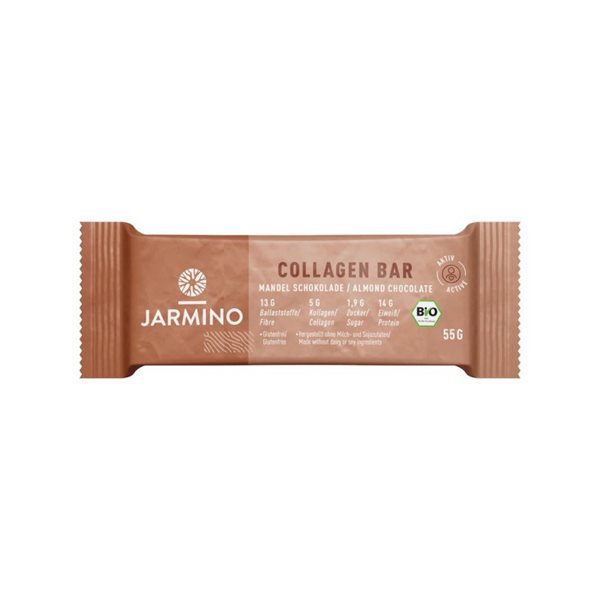 Kollagenriegel Mandel und Kakao BIO 12x55g Jarmino-detalle