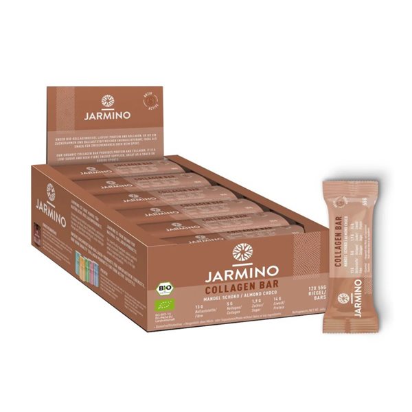 Kollagenriegel Mandel und Kakao BIO 12x55g Jarmino-lateral