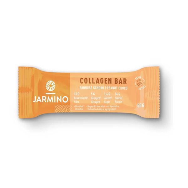 Kollagenriegel Erdnüsse und Kakao BIO 12x55g Jarmino-detalle