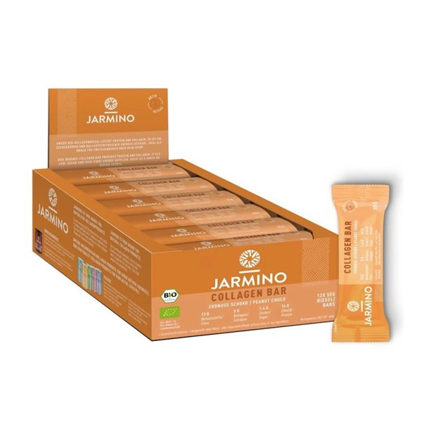 Kollagenriegel Erdnüsse und Kakao BIO 12x55g Jarmino-lateral