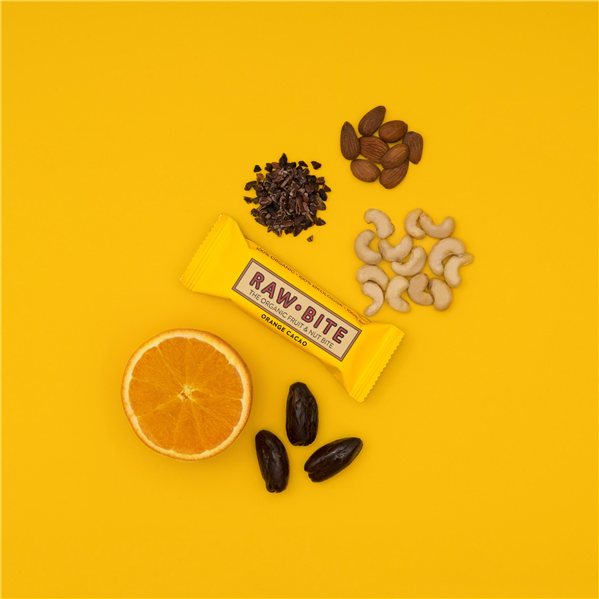 RawBite Orange and Cocoa Energy Bar, Organic-lateral