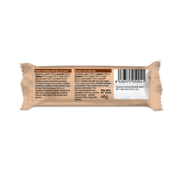 Raw Cacao Bar Organic 24x40g Natruly-lateral