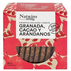 Barritas de Granada con Cacao y Arándanos Sin Azúcar Añadido 80g (8 Uds.)