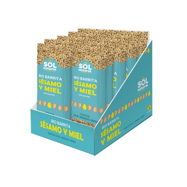 Barres de sésame et miel sans gluten bio 16x34g Sol Natural-trasera