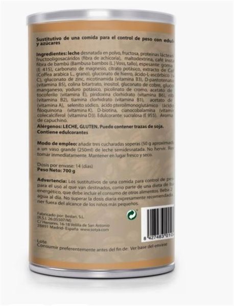 BATIDO SACIANTE POLVO CAFE CAPUCHINO 700 GR-detalle