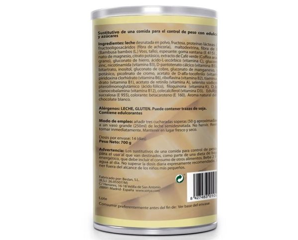Mélange rassasiant en poudre au chocolat blanc de 700 g-detalle