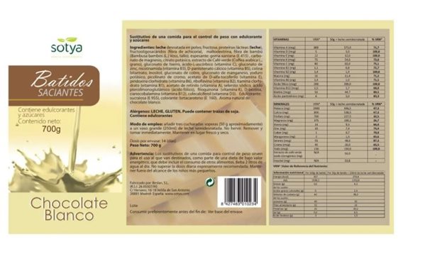 Mélange rassasiant en poudre au chocolat blanc de 700 g-trasera