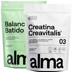 Batido Diario ALMA con Espirulina Premium, Ashwagandha, Adaptógenos, Prebióticos y Vitaminas 300g y Creatina Monohidratada Creavitalis® ALMA 300 g (100 Dosis) | Pack Fuerza y Enfoque