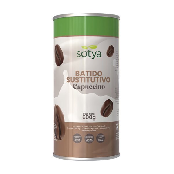Satisfying Meal Replacement Cappuccino Shake 600g Sotya-lateral