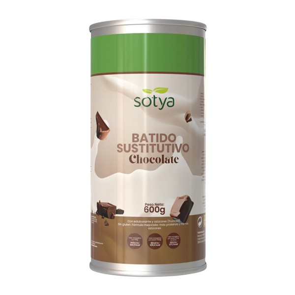 Shake de remplacement de repas chocolaté rassasiant 600g Sotya-lateral