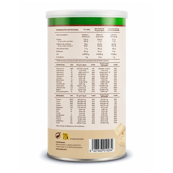 Batido sustitutivo saciante de chocolate blanco 600g Sotya-detalle