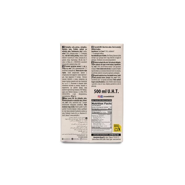 Bebida de Avena Sin Azúcares Añadidos Bio 500ml Ecomil-lateral