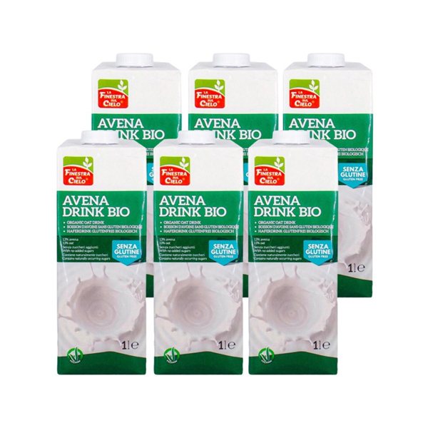 Boisson de Flocons d'Avoine Sans Gluten Bio 6x1L La Finestra-lateral