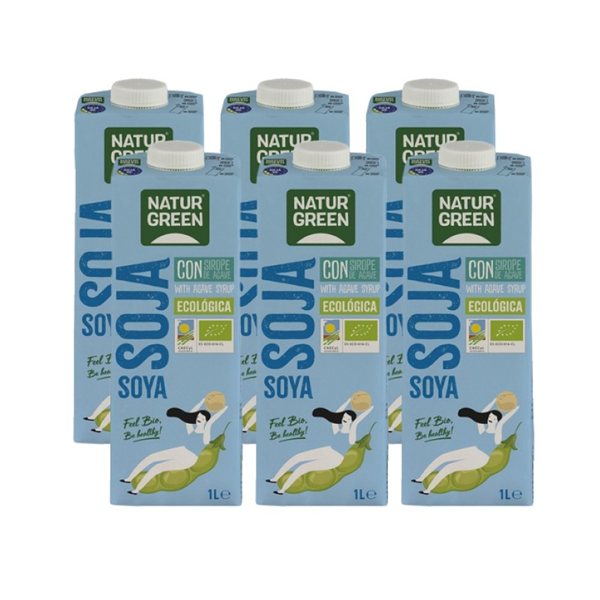Bebida de soja con sirope de agave bio 6x1L Ecomil-lateral