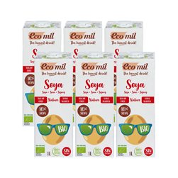 Boisson de Soja Nature 0% Sucre Bio 6x1L Ecomil