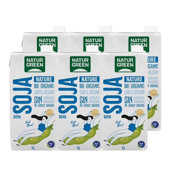Bebida de soja Nature bio 6x1L Naturgreen-lateral