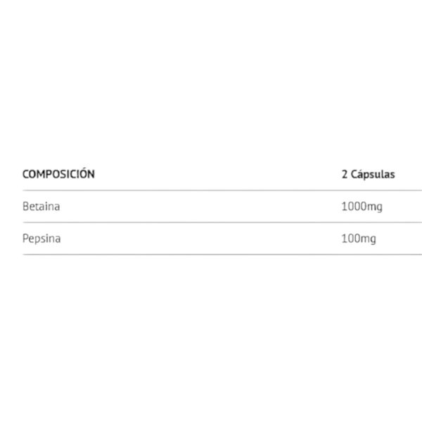 Betaine + Pepsin 60 Caps-detalle