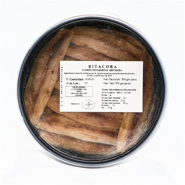 SARDINE LOIN SMOKED TARRINA LOG 700gr-detalle