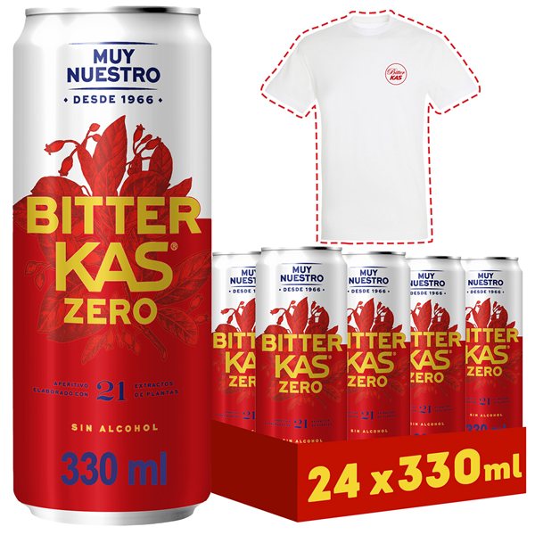 BITTER KAS Bitter Soft Drink Non-Alcoholic in 330 ml Cans, Pack of 24 (7.92 L) – Original or Sugar-Free-izquierda