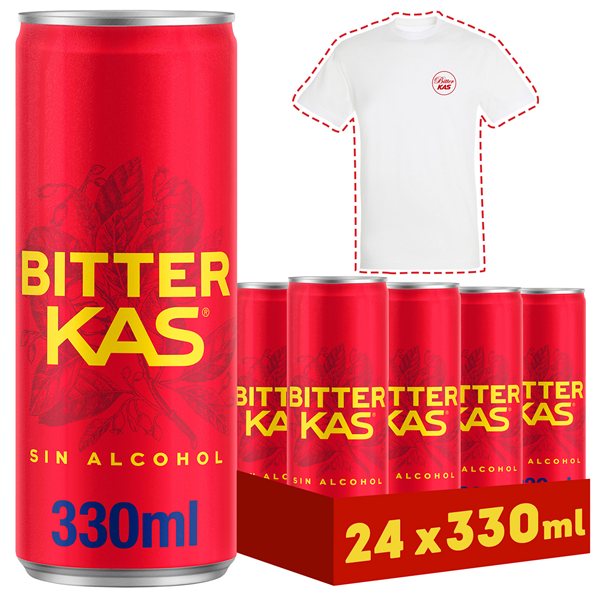 BITTER KAS Bitter Soft Drink Non-Alcoholic in 330 ml Cans, Pack of 24 (7.92 L) – Original or Sugar-Free-lateral