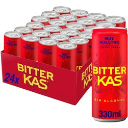BITTER KAS Bitter Soft Drink Non-Alcoholic in 330 ml Cans, Pack of 24 (7.92 L) – Original or Sugar-Free