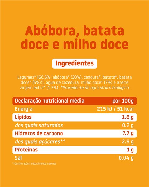 Kürbis, Süßkartoffel und Mais Brei-izquierda