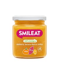 Kürbis, Süßkartoffel und Mais Brei
