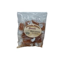 Sac de 100 grammes de bonbons au miel et au citron sans sucre.