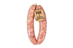 Frische Butifarra mit Foie und karamellisierten Zwiebeln (Stk)