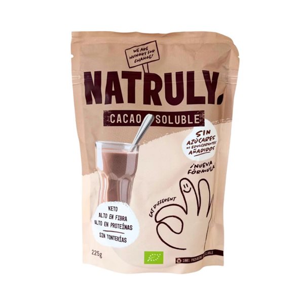 Cacao Soluble Bio 225g Natruly-lateral