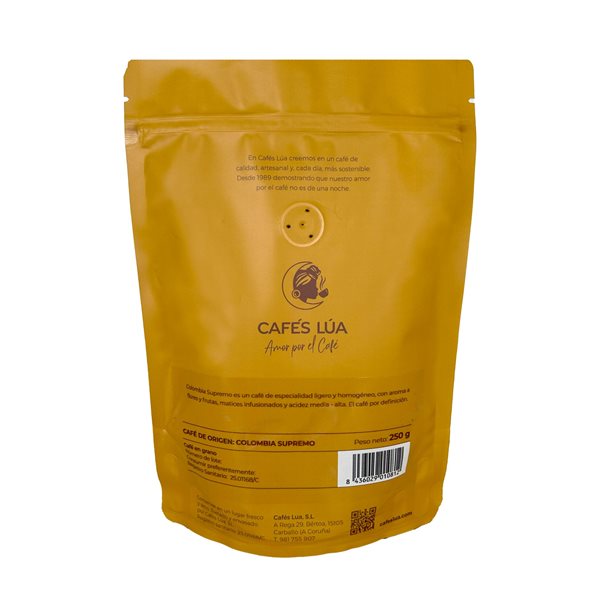 Café colombien suprême en grains CAFÉS LÚA-detalle