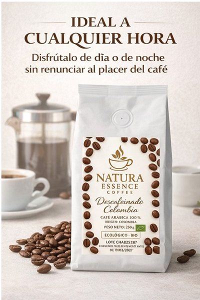 ☕ Entkoffeinierter Kaffee Kolumbien in Bohnen – Gourmet Arabica Kaffee | Natura Essence Coffee-izquierda