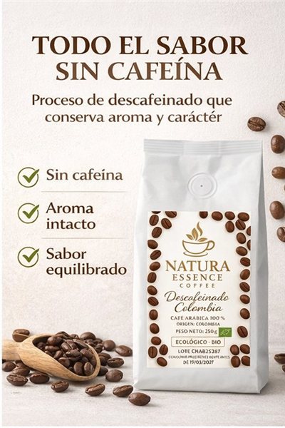 ☕ Entkoffeinierter Kaffee Kolumbien in Bohnen – Gourmet Arabica Kaffee | Natura Essence Coffee-lateral