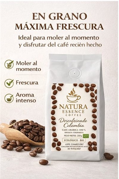 ☕ Entkoffeinierter Kaffee Kolumbien in Bohnen – Gourmet Arabica Kaffee | Natura Essence Coffee-trasera