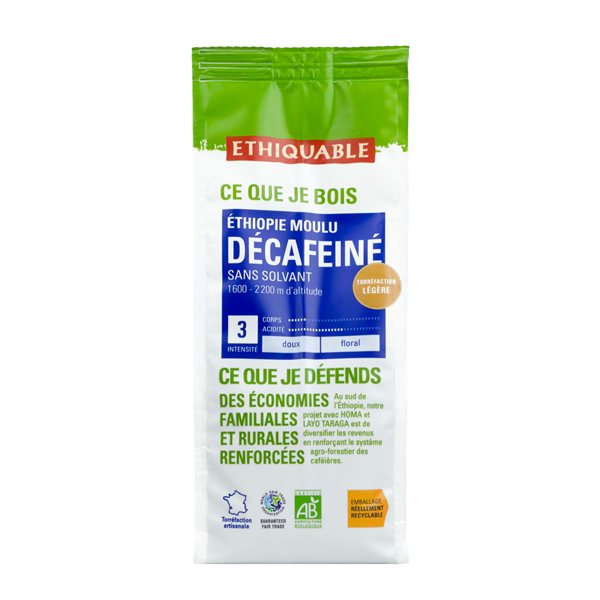 Café décaféiné Éthiopie moulu 250 g-lateral