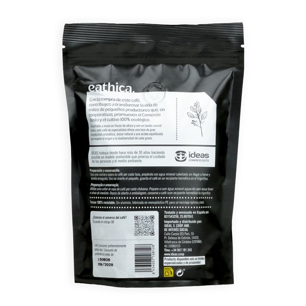 Café especialidad eathica. Etiopía grano BIO 250 g-detalle