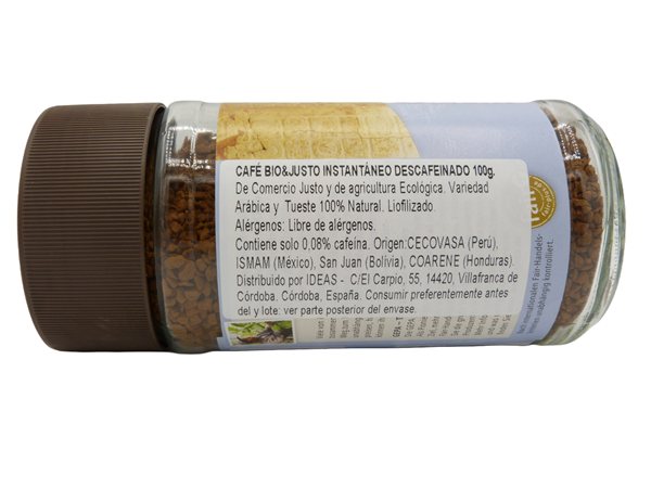 BIO freeze-dried decaffeinated coffee 100g-lateral