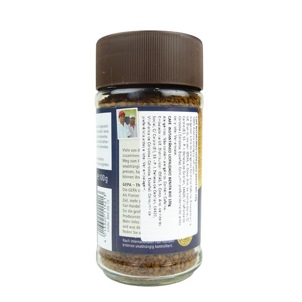 Benita Organic Instant Coffee freeze-dried 100 g-lateral