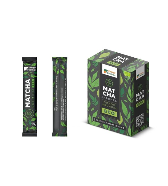 Boîte de 12 Sticks de Thé Matcha Premium BIO-trasera