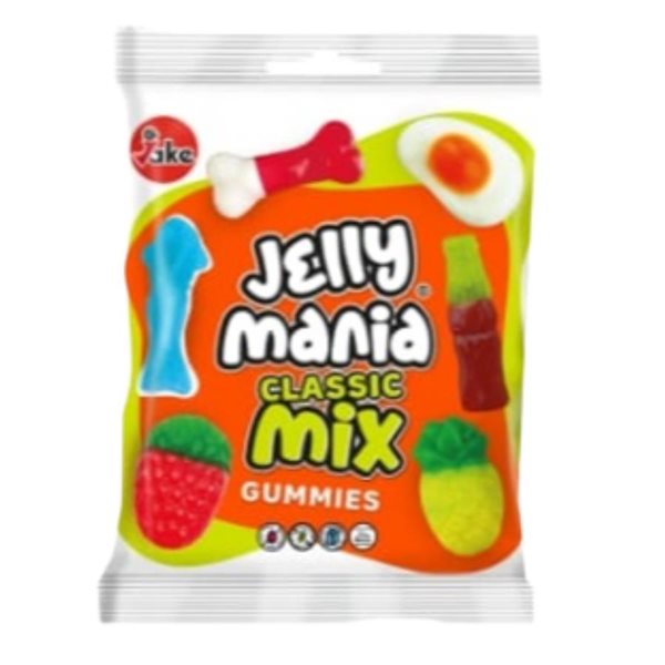 Kiste mit 18 Tüten à 100g gemischten glänzenden Gummibärchen Jake-detalle