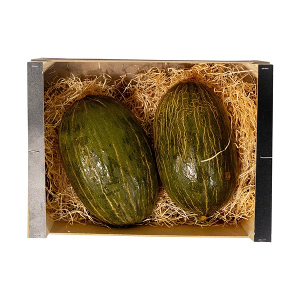 Kiste mit 2 Melonen.-detalle