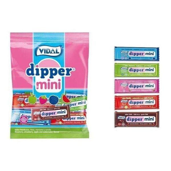 Caja de 14 bolsas de 60 gramos Mini Dipper Surtido-lateral