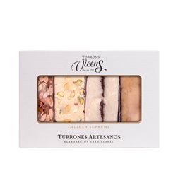 Boîte de 4 tourrons artisanaux n° 2, Torrons Vicens, 320 g