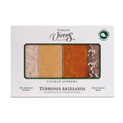 Viererpackung mit Turronen mit Süßstoffen.