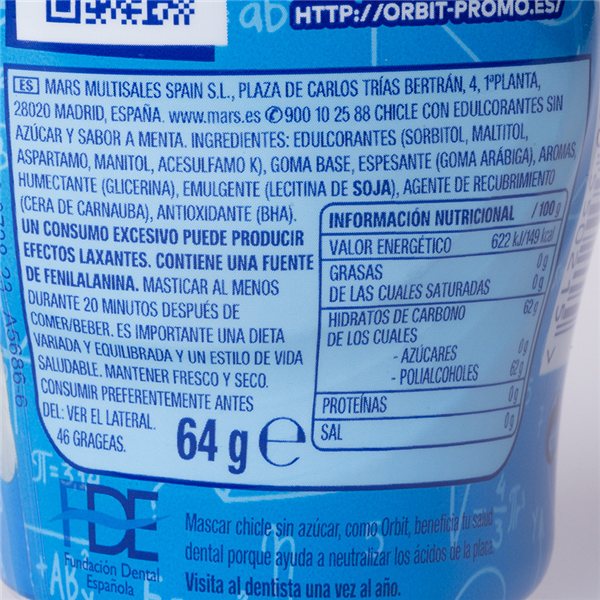 Box of 6 Jars of 46 Dragees Mint flavor.-lateral