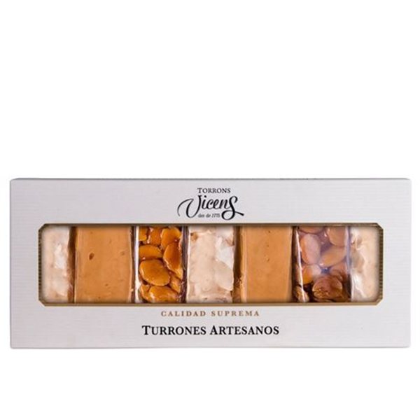 Caja de 7 Turrones Artesanos de 35 g, Torrons Vicens, 245 g-lateral