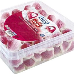 Kiste mit 70 Einheiten Erdbeeren mit Sahne