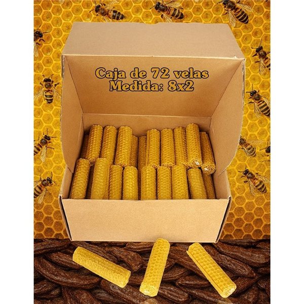 Box of 72 honey candles 8x2.-lateral